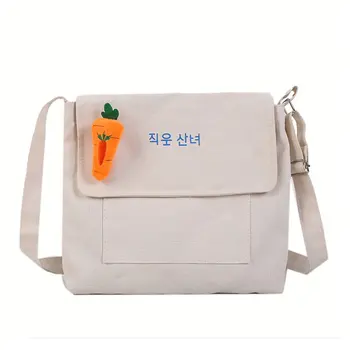 

New Casual Wild Canvas Shoulder Tote Bag Korean Fashion Version Of Large-Capacity Broadband Cross-Body Bag Canvas Messenger Bags