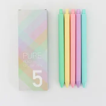 

5pcs Candy Color Signing Neutral Gel Pens 0.5mm Black Ink Journal Student Office Gel Pen