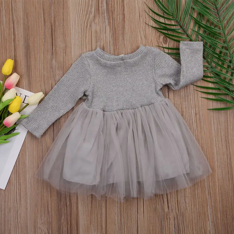 3Colors-1Pcs Baby Girls Dress Cute Flower Birthday Party Princess Pageant Prom Dress 3M-3Y