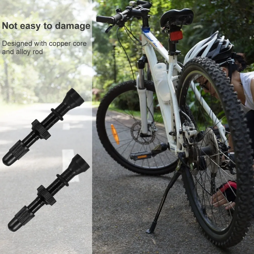 2Pcs Bicycle Tire Valves Bike Stem Alloy Core Tubeless Mountain Road Bike Vacuum Nozzle, 48/54