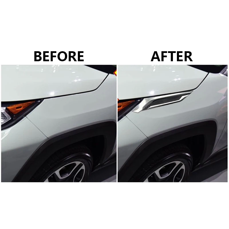

Newest ABS Chrome+Carbon Fiber Front Head Light Lamp Eyelids Garnish Cover Trim For Toyota RAV4 2019