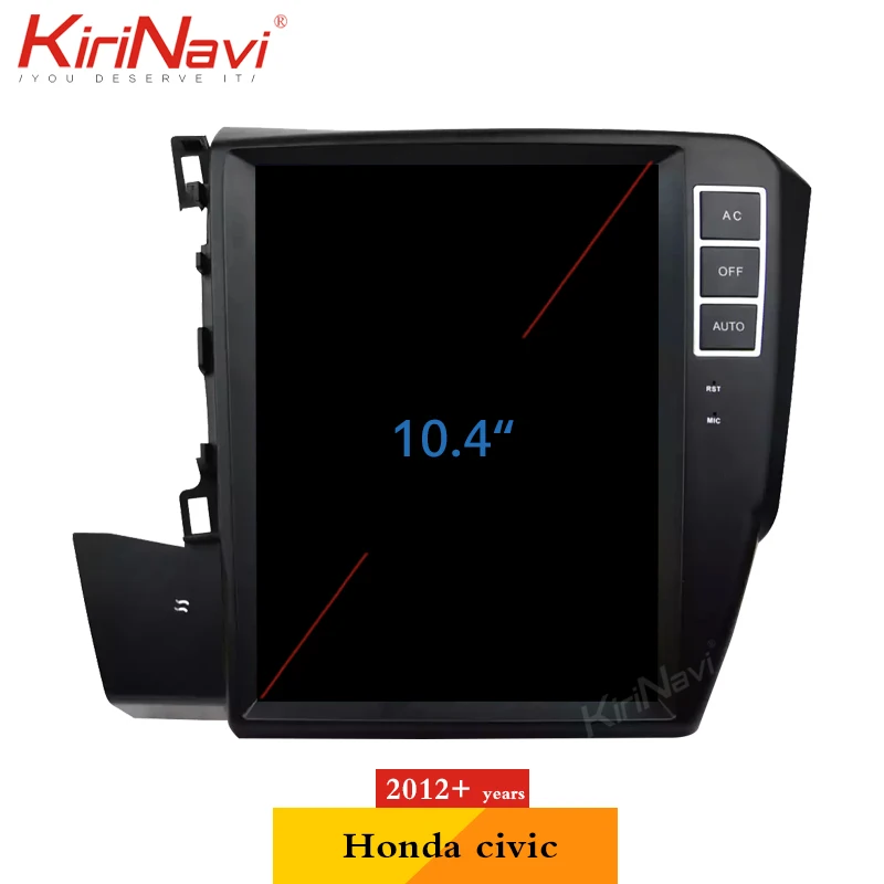 Best KiriNavi Vertical Screen Tesla Style 10.4" Android 8.1 Car Radio For Honda Civic Left Driving GPS Navigation Dvd Multimedia Play 1