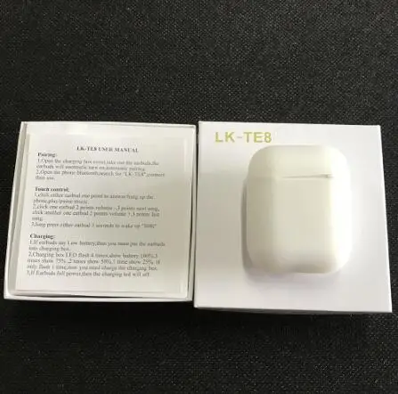 Новые LK-TE8 LK TE8 сенсорные беспроводные наушники Bluetooth наушники Беспроводная зарядка Bluetooth 5,0 Обновление от I7S TWS