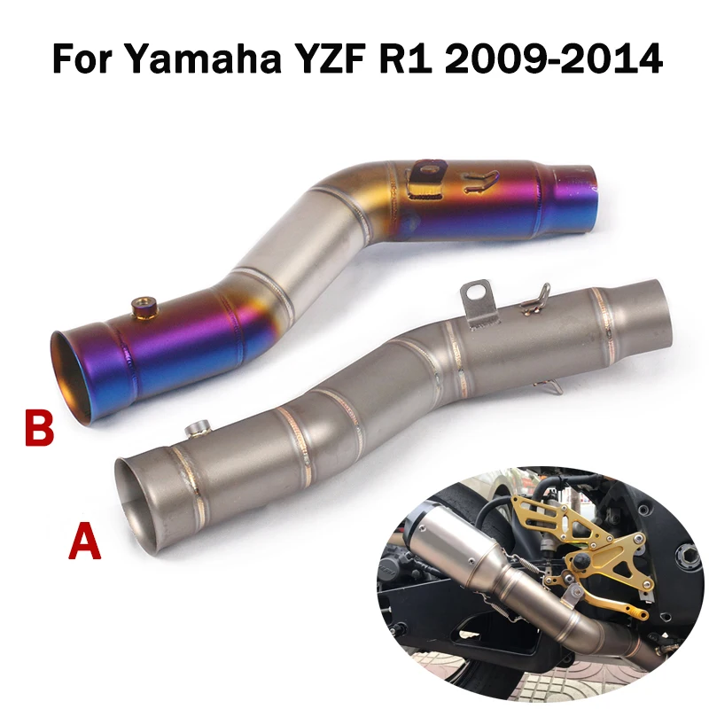 

For Yamaha YZF R1 2009 2010 2011 2013 2014 Exhaust System Mid Link Pipe Motorcycle Escape Connecting Tube Slip On 51mm Muffler