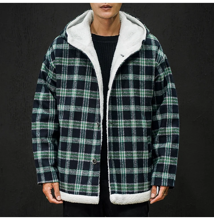 SOUL OF TIGER, корейская мода, Мужская винтажная клетчатая парка, мужская повседневная Свободная куртка с капюшоном, зимнее теплое меховое пальто большого размера XXXXXL