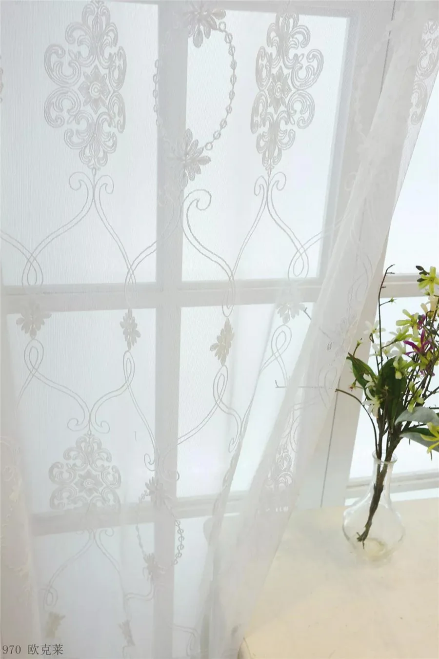 Европейский белый сетчатый вышитый тюль для спальни, занавески, простые современные марлевые занавески для балкона, занавески на окно M224#5