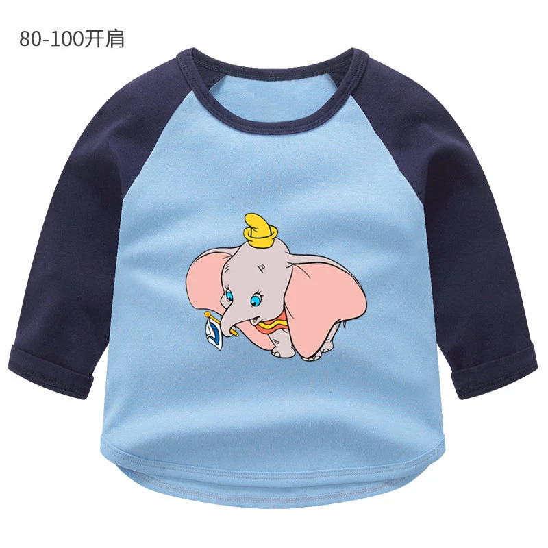 Летняя футболка с круглым вырезом и принтом «Dumbo» для мальчиков и девочек, цветная футболка с длинными рукавами Детская футболка с рисунком для малышей - Цвет: as picture