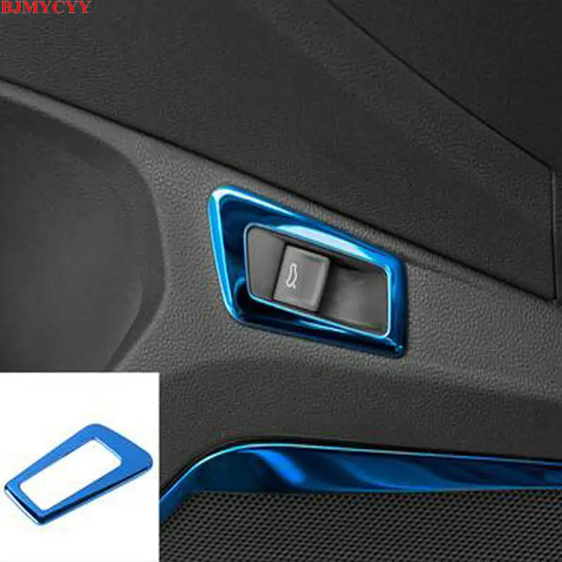 

BJMYCYY For Volkswagen vw T-ROC TROC 2017 2018 2019 Accessories Car trunk switch button stainless steel decorative frame