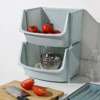 

Kitchen Large Stackable Vegetable Storage Basket Fruit Rack Multifunctional Storage Shelf For Kitchen One Layer