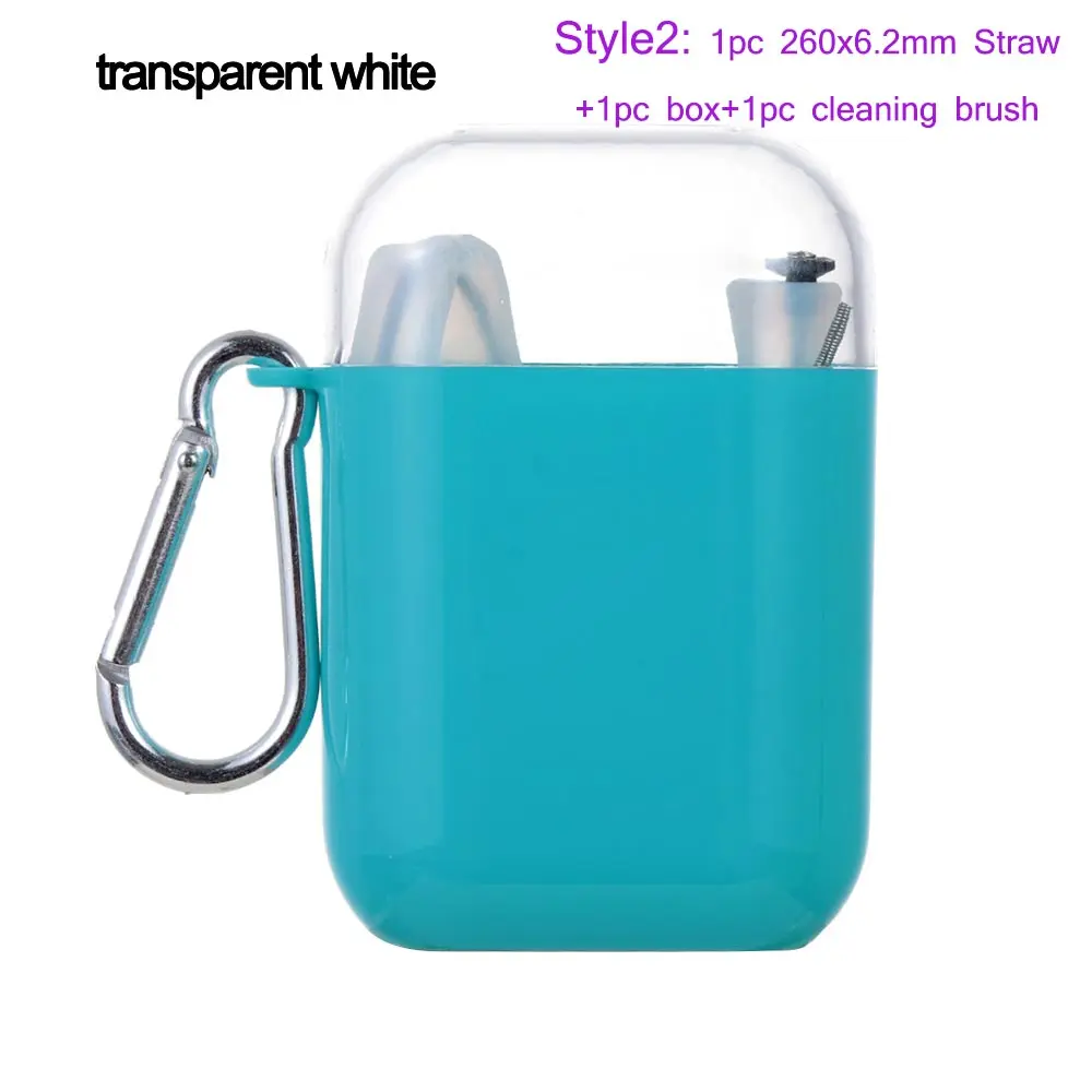 Style2 white 3 шт./компл. Складная Силиконовая трубочка многоразовая гнущаяся соломинка для напитков с футляром для переноски и щетка для чистки путешествий домашние Вечерние - Color: Style2 white