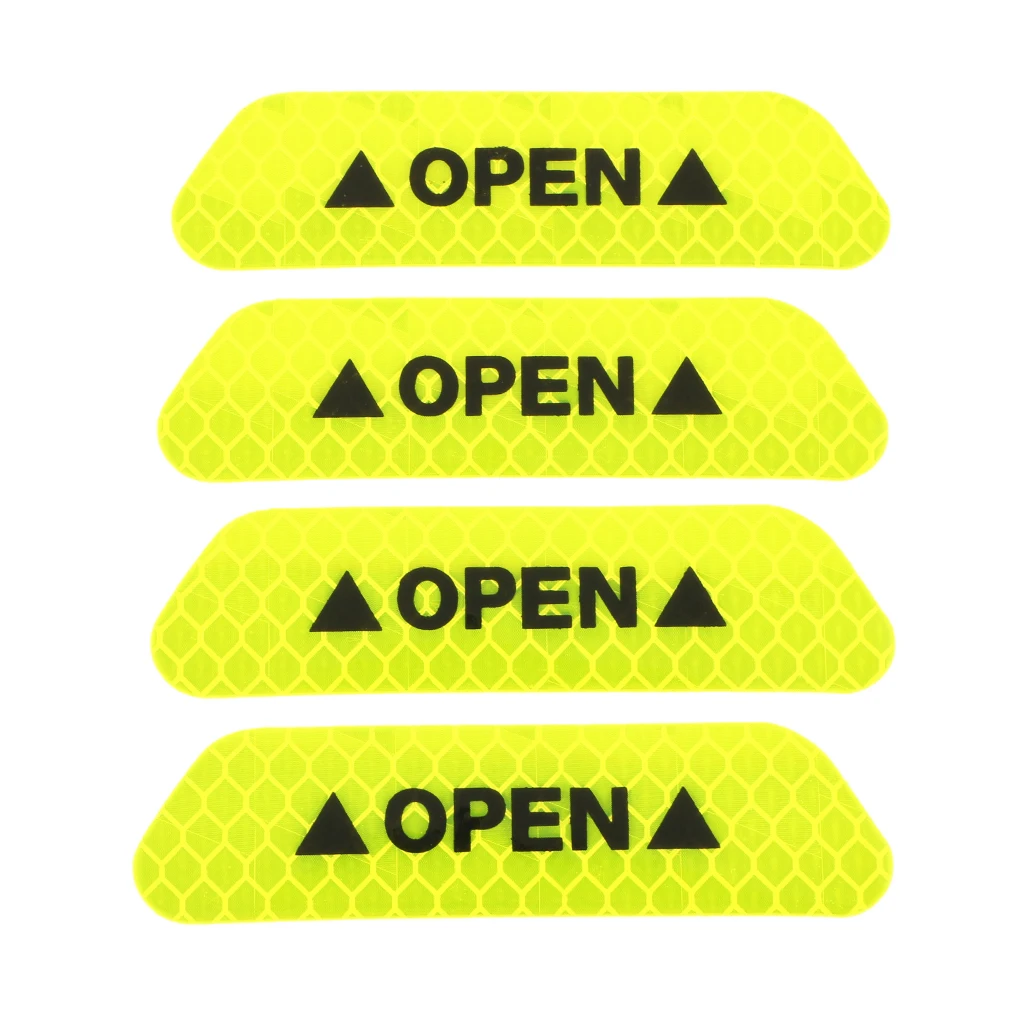 4 Pieces Universal Car Door Reflective Tape Open Sign Warning Mark Sticker