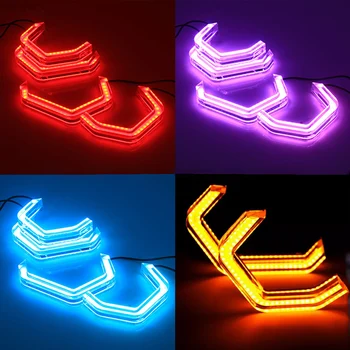

LEEPEE SMD LED Light M4 Style 4Pcs Bluetooth Wireless Controller Car Angel Eyes RGB Multi-Color