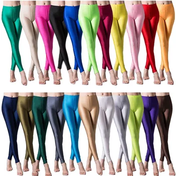 

New Milk Silk FIuorescent Candy Color Nine-Point Extra-Large Size 100 Kg Leggings For Women Wearing Gloss Elastic Shaping Pants