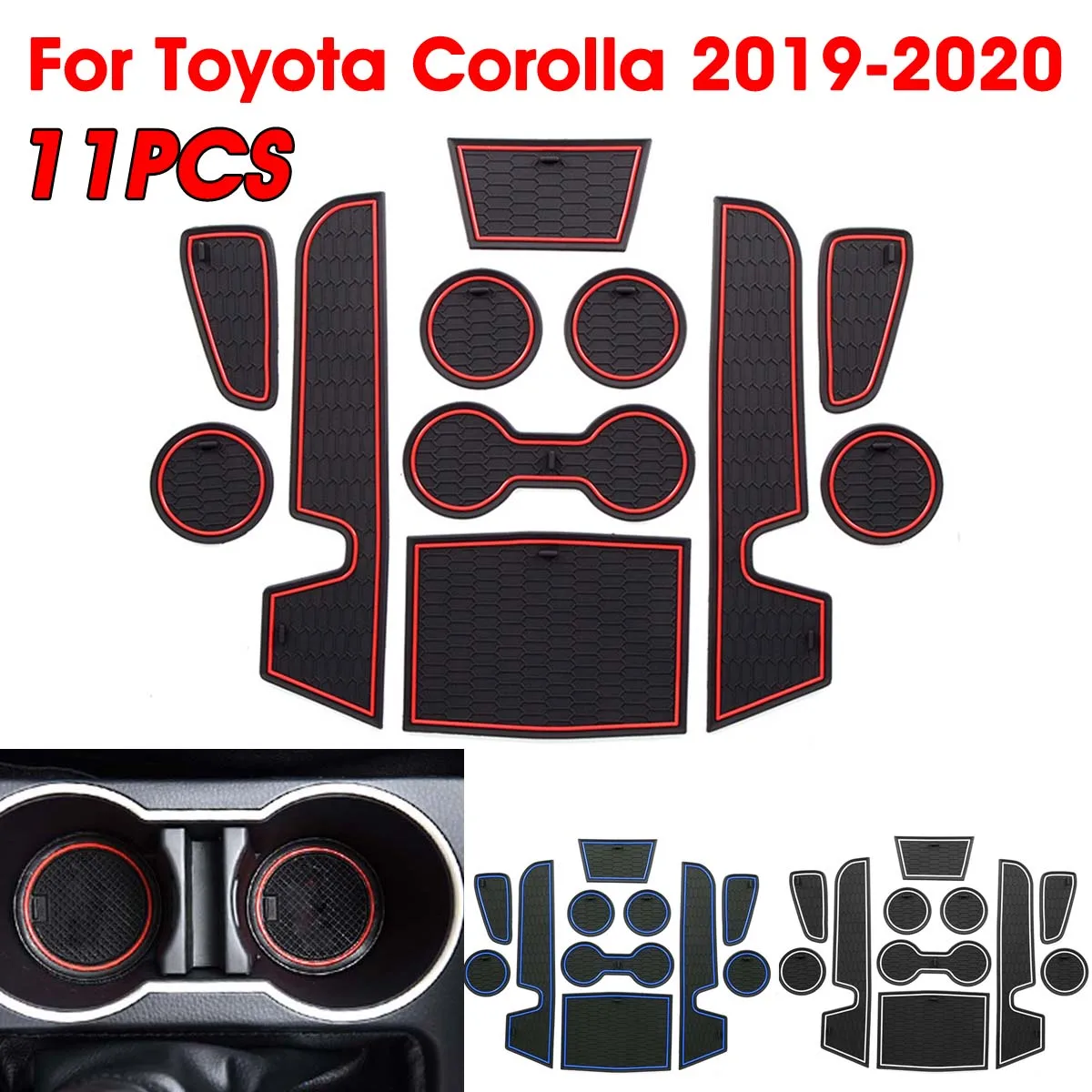 

Audew 11Pcs/Lot PVC Car Auto Anti-slip Mats Cup Holder Door Console Liner Storage Non Slip Mat Pads For Toyota Corolla 2019-2020