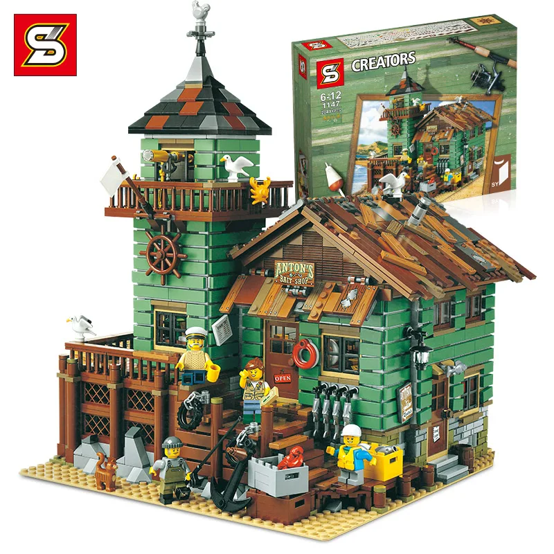 Идеи 1147 Creator MOC серия старый Рыболовный набор магазина совместимый 21310 дом строительные блоки кирпичи детские игрушки для подарков