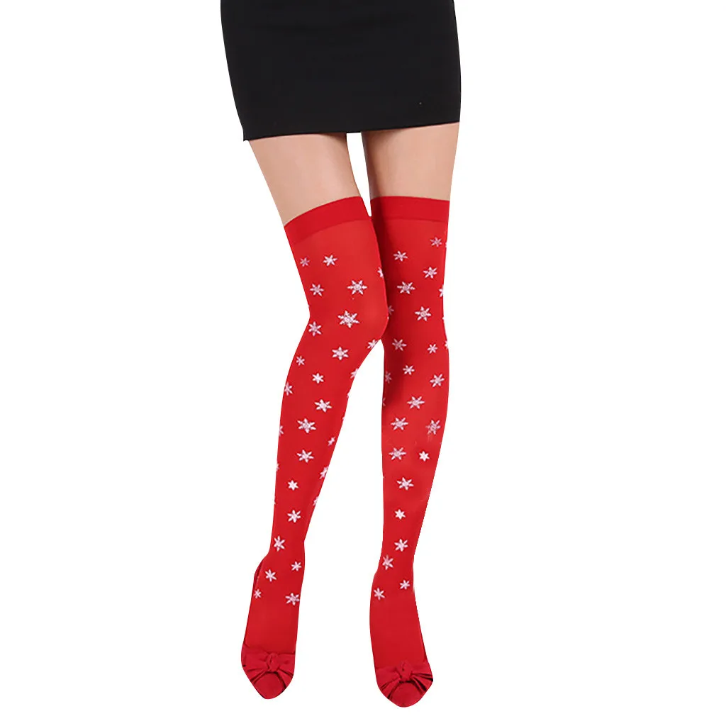 1 пара зимних женских носков теплые нейлоновые сексуальные Рождественские вечерние Гольфы с принтом для девочек подарок на год