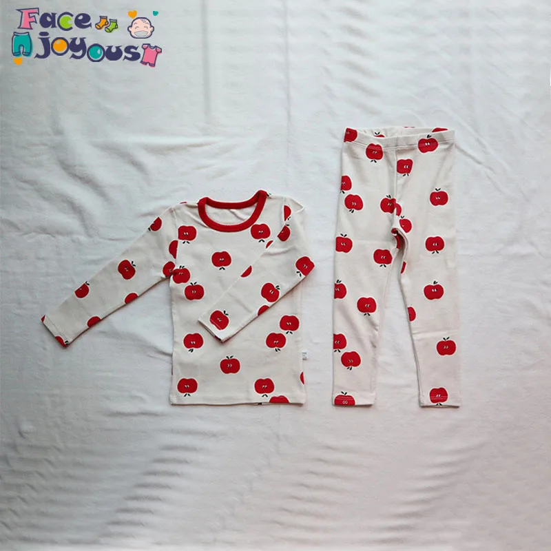 

Baby Clothes Set Girls Overall Apple Print Long Sleeve T Shirt And Pants Toddler Boy Pajamas Suit Kids Household Clothing