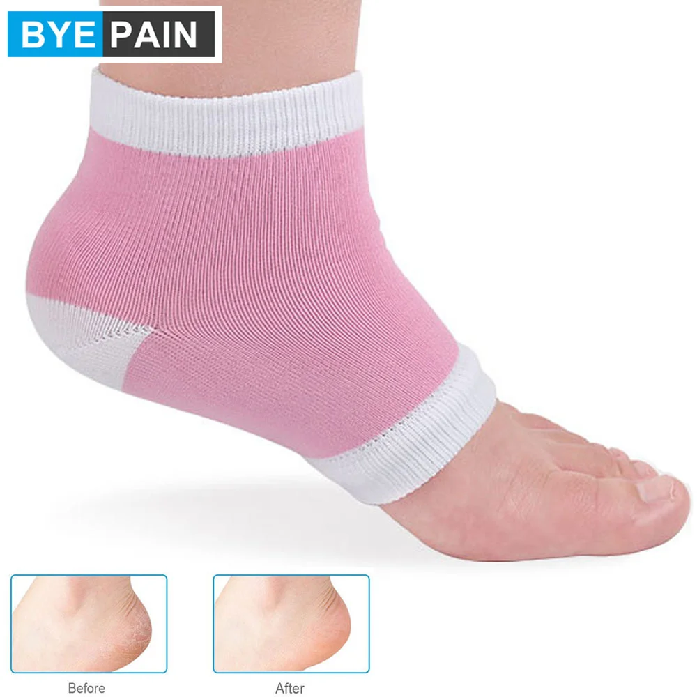 1Pair Moisturizing Heel Socks Gel Lined Toeless Spa Socks To Heal and Treat Dry, Cracked Heels While You Sleep Foot Care Socks natural jade massage roller facial massager help facial relaxation slimming tool face lift anti wrinkle device green nature heal