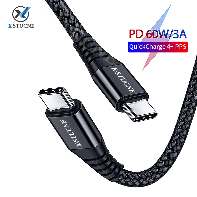 KSTUCNE Type C к USB кабель для Samsung S10 S9 S8 Note Xiaomi mi 9 8 60W PD Quick Charge 4 0 USBC Huawei Быстрая зарядка