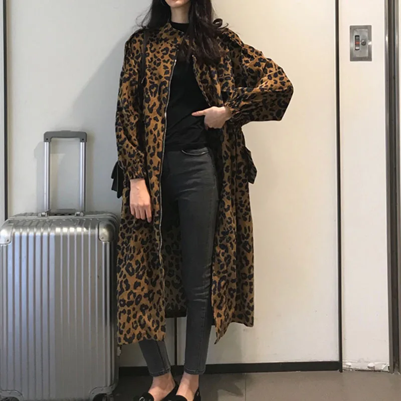 

Leopard Women's Coat Autumn Winter Women Jacket Long Sleeve Women Coats Turn-Down Collar Oversize Female Coat For Lady's Tops