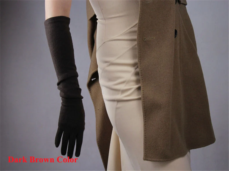Кашемировые перчатки с длинной секцией 50 см, эластичные шерстяные Твид, маленький ароматный ветровой Вишневый розовый светильник для женщин WYR06
