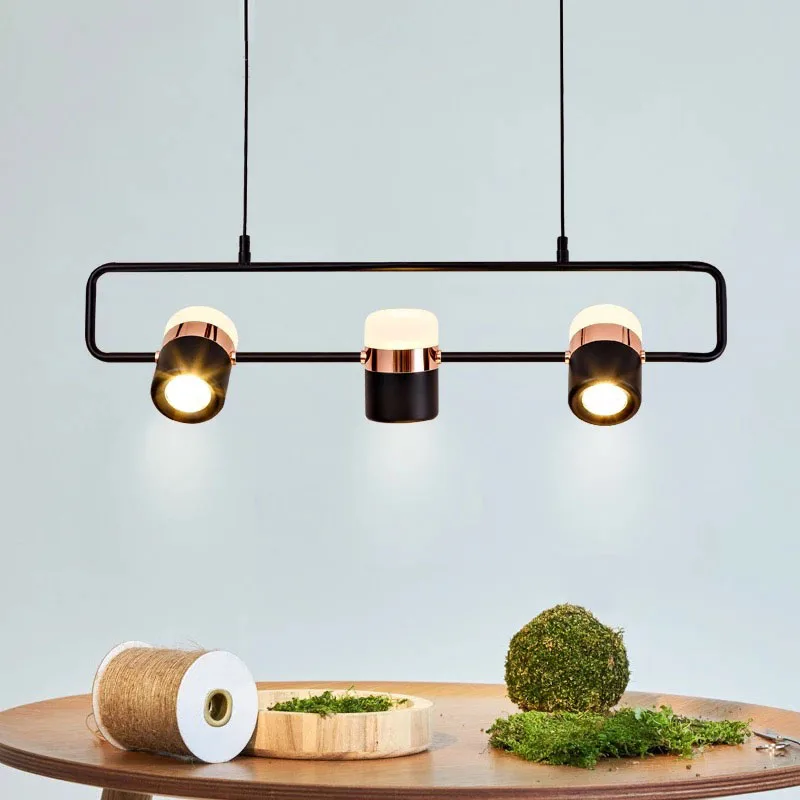 

Nordic Strip Simple Chandeliers Modern Restaurant Cafe Bar Designer Led Hanging Lights Creative Art Table Suspended Luminaire
