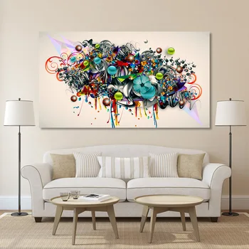 

Abastract Canvas Painting Colorful Flowers Art Poster and Prints Painting Wall Art Pictures Home Living Room Decoration
