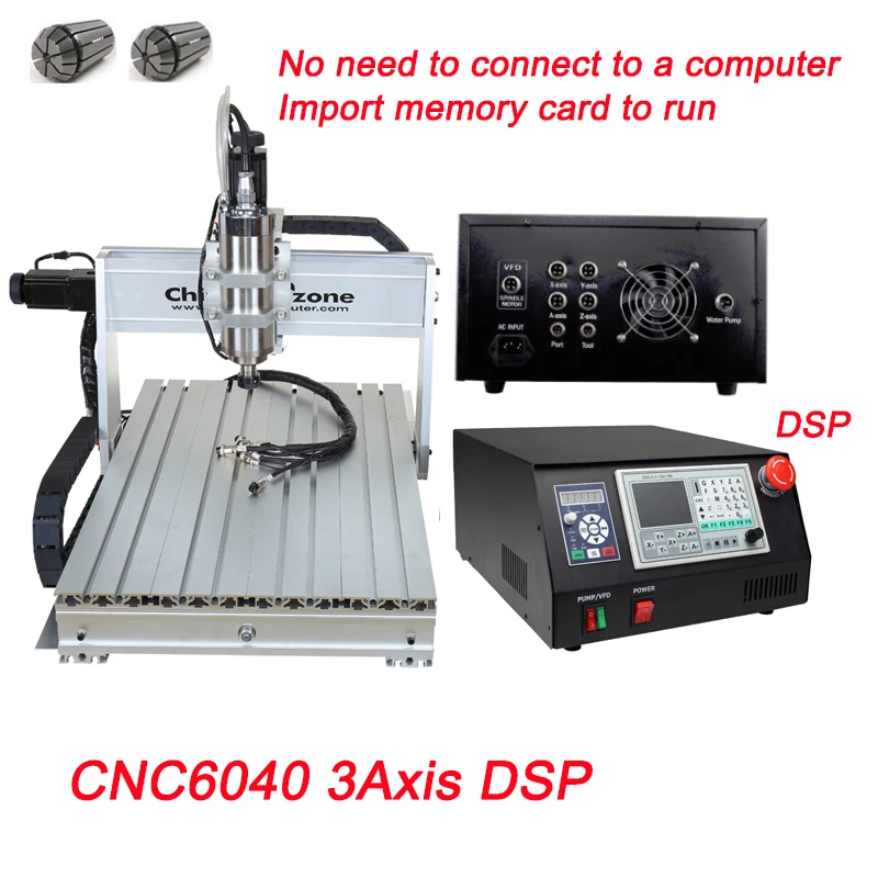 CNC 6040z 2.2KW 4 оси ЧПУ деревообрабатывающий фрезерный станок 3 оси металлический USB фрезерный гравер станок резак алюминиевый DIY резьба независимый привод - Цвет: CNC6040 3Axis DSP