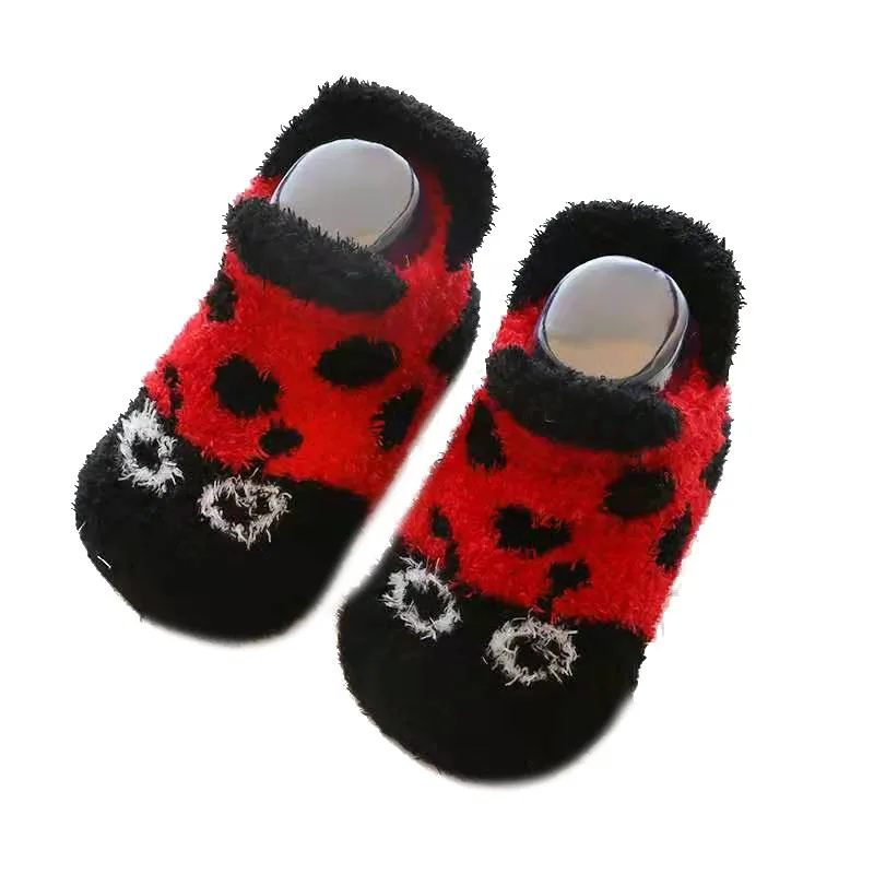 Детские носки с резиновой подошвой для маленьких девочек и мальчиков; детские носки-тапочки; сезон осень-зима; Нескользящие мягкие носки для новорожденных