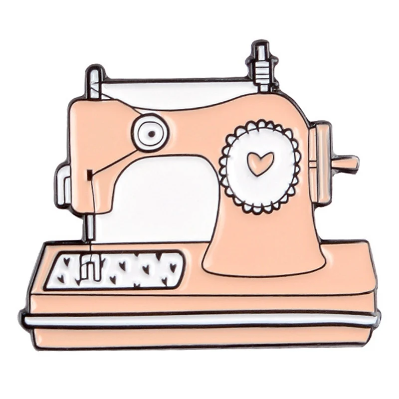 Мультфильм оранжевый швейная машина эмалированные булавки милое сердце повседневные принадлежности Броши Булавки на лацкан для DIY ручной работы энтузиастов