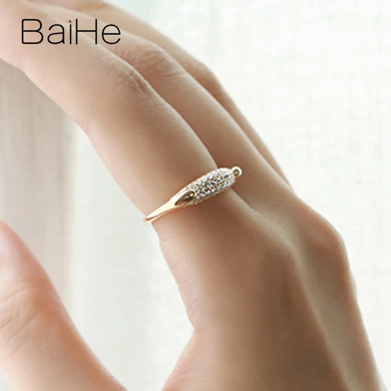 BAIHE Solid 14K желтое золото 0.28CT Сертифицированный H/SI круглый натуральные Алмазы обручальные женские модные ювелирные изделия кольцо