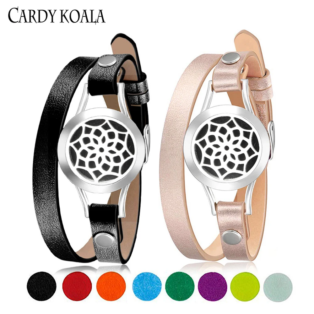 Aromatherapy Essential Oil Leather Bracelet Rose Gold 316L Stainless Steel 25MM Expanded Fragrance European and America | Украшения и