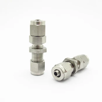 

304 Stainless Steel 4mm 5mm 6mm 8mm 10mm 12mm 14mm 16mm Equal Quick Tube Pipe Fitting Bulkhead Union Connector Fit PU PTFE Tube