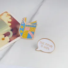 Лидер продаж нагрудник креативный книжный магазин прокрутка книга разговорная рамка капля масла брошка мультфильм Европа и Америка