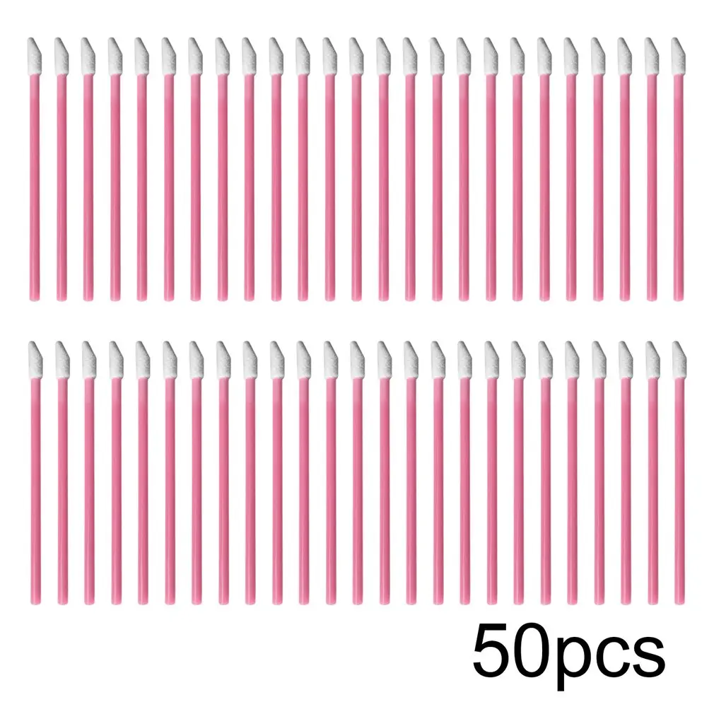 50 шт./лот красочные одноразовые Кисточка для макияжа губ кисточка для губной помады ручки палочки индивидуальный аппликатор инструмент для макияжа красота леди - Handle Color: Pink