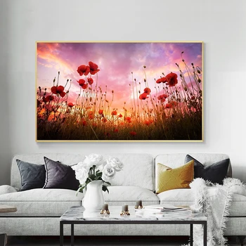 

Red Poppies Flowers Canvas Prints Modern Wall Art Canvas Posters and Prints Cuadros Nordic Pictures for Living Room Decor