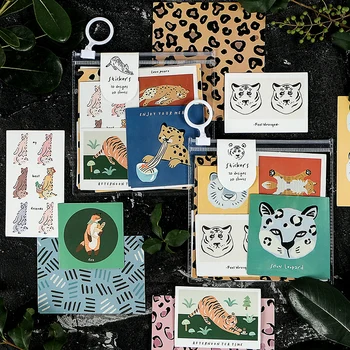 

Vintage Naive Jungle Animal Stickers Set Writable Bullet Journal Diary Washi Paper Label Retro Stickers Scrapbooking Stationery