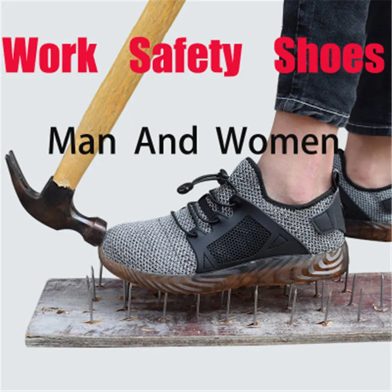 SafetyShoes/ г. Брендовые мужские и женские рабочие ботинки со стальным носком обувь со стальной подошвой Противоударная мягкая мужская обувь размера плюс 35-48