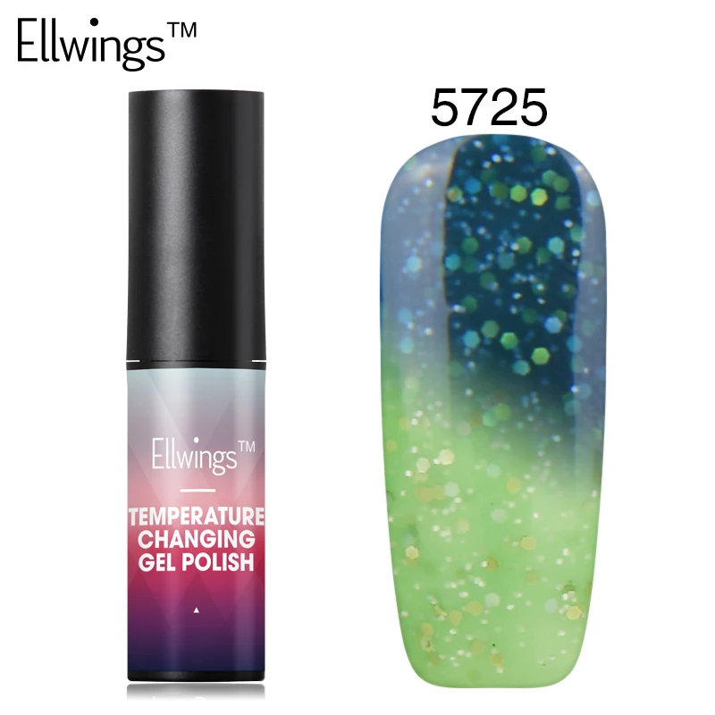 Ellwings, меняющий цвет, Гель-лак для ногтей, 6 мл, замачиваемый, УФ, Термальный лак для ногтей, лак для ногтей, Полупостоянный дизайн - Цвет: 5725
