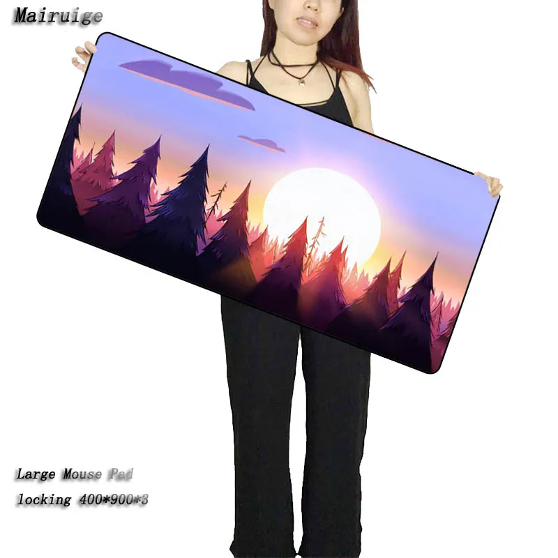  90X40CM Sunlight Pine Trees Large Lock Edge Mouse Pad Decor Desk Gaming Speed Mouse Pad Rubber Game