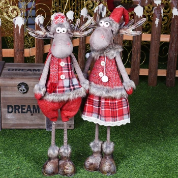 

Christmas Retractable Elk Dolls Xmas Reindeer Figurines Christmas Decoration for Home Enfeites De Natal Gifts for The New Year