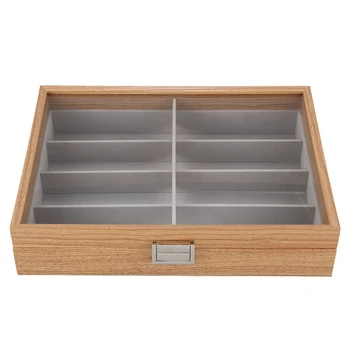 

JHD-Eyeglass Sunglass Storage Box Imitation Leather Glasses Display Case Storage Organizer Collector 8 Slot Black