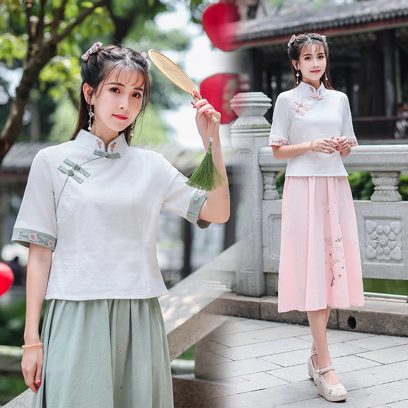 

Female Hanfu Dress Chinese Chinese Traditional Ancient Women Summer Clothing Folk Dance Performance Pink/Green Hanfu DQL2162