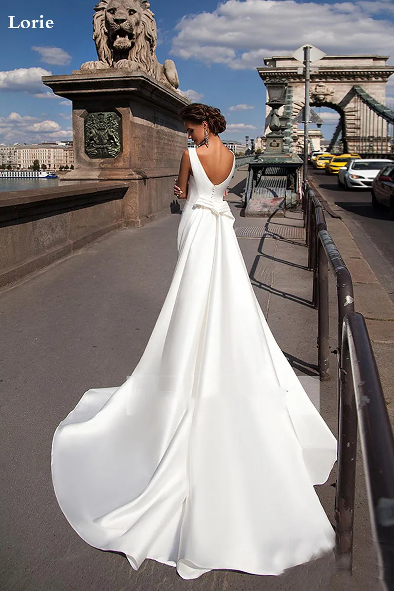 Lorie Русалка свадебное платье с вырезом на спине атласные платья для невесты Vestido de novia Boho Элегантное свадебное платье для женщин на заказ