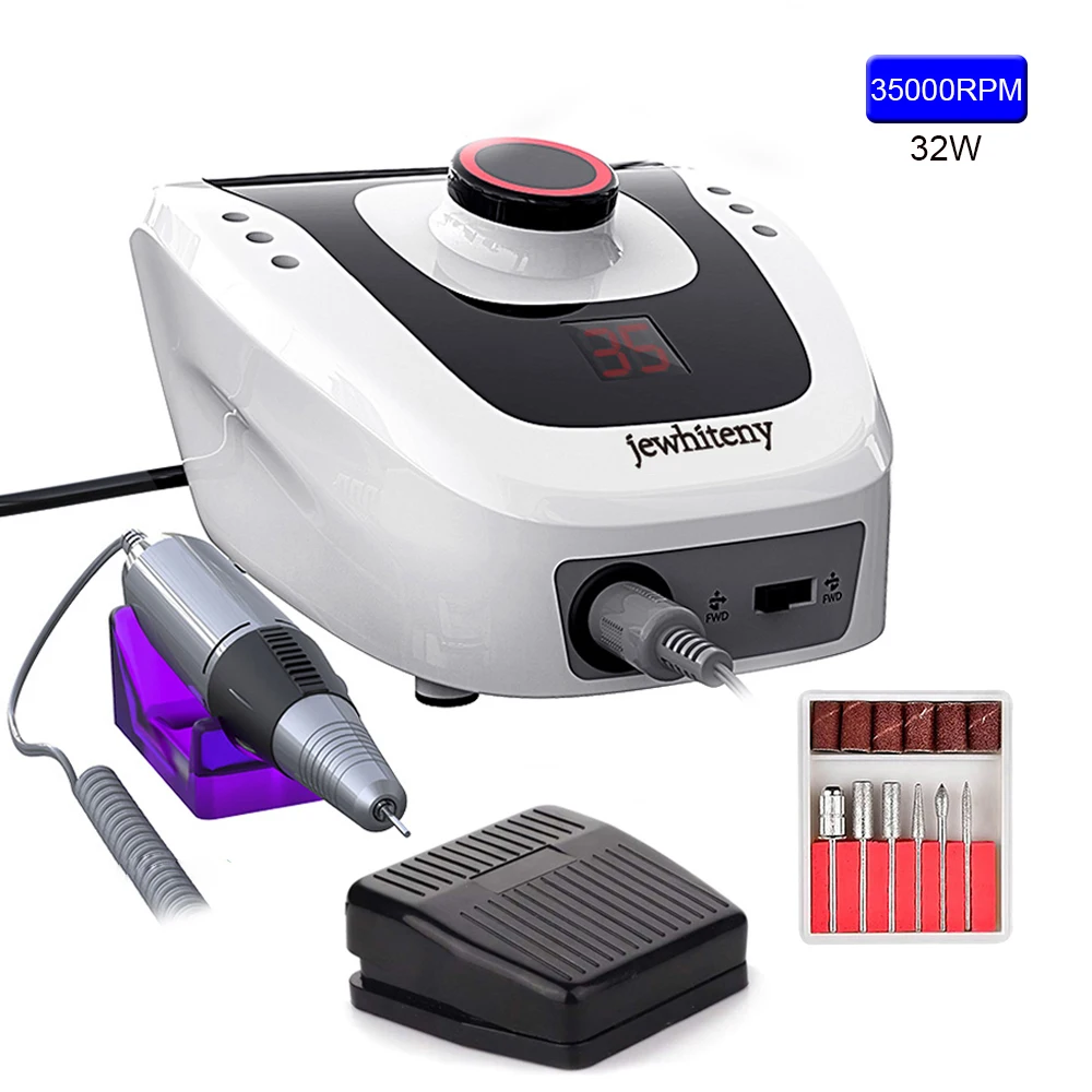 35000RPM 32W Electric Nail Drill Machine Manicure Machine File Kit With 3 packs sand ring 2 boxes D