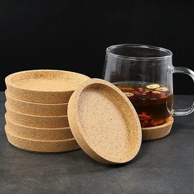 Wooden Slip Slice Heat Insulation Placemat Tea Coasters Cup Mug Drinks Holder Mat Pads For Coffee Round Cork Coaster | Дом и сад