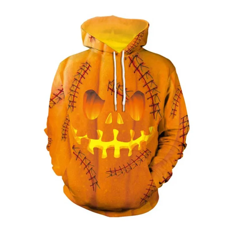 Women 3D Printed Drawstring Pullover Sweatshirt Unisex Men Casual Halloween Party Funny Pumpkin Hooded Hoodies Outfit Wear | Женская