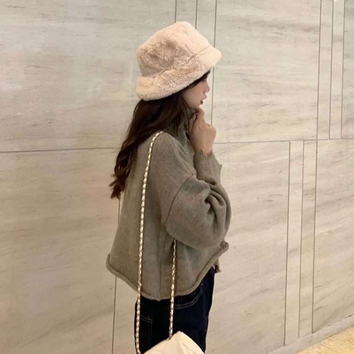 autumn winter clothes women sweaters casual loose crop top Hole turtleneck pullovers Korean style plus size knitted ladies tops
