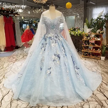 

LS31447 light blue pretty evening dress o-neck short sleeve princess dress best seller free shipping from china with long veil