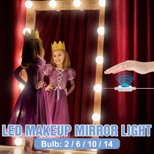 Lampe LED pour miroir de maquillage, 5V, éclairage de vanité Hollywood, capteur de balayage à la main, lampe murale USB 2 6 10 14 ampoules salle de bains coiffeuse